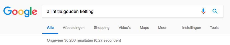 Google allintitle voorbeeld
