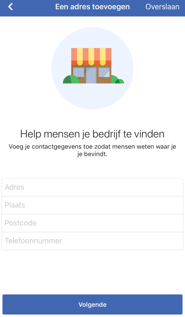 Adres toevoegen Facebook