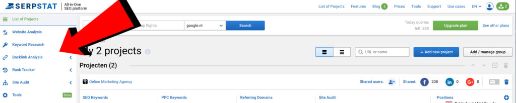 Serpstat mogelijkheden