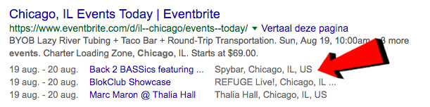 Structured data evenemten