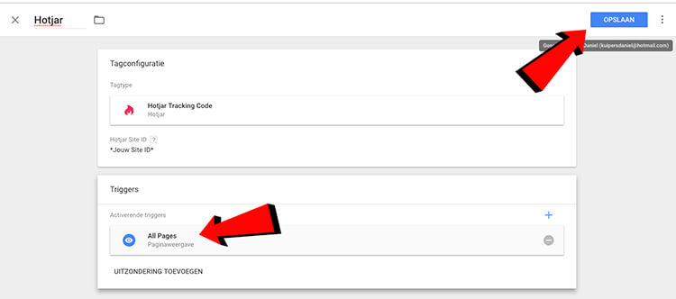 Hotjar Trigger instellen