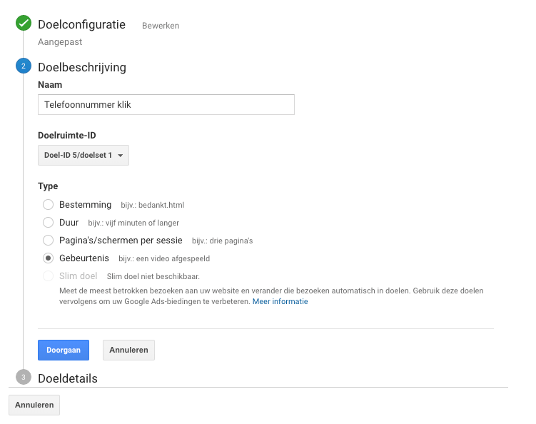Google Analytics Van gebeurtenis naar conversie