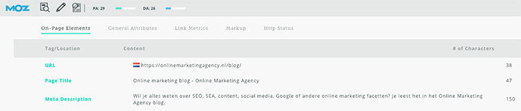 Mozbar chrome extensie