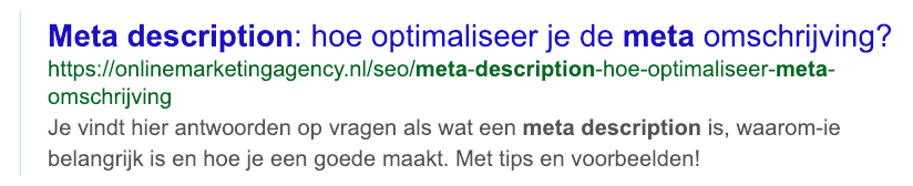 Actieve en op de gebruiker aangepaste meta description