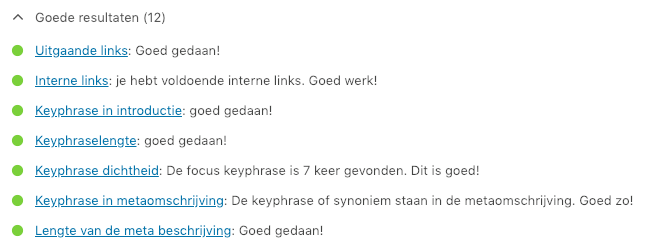 Yoast Groene bolletjes