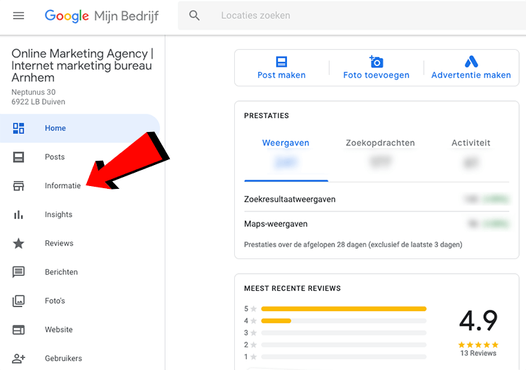 Informatie Google Mijn Bedrijf