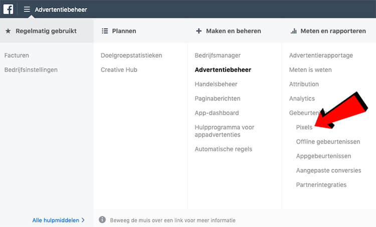 Facebook Pixel vinden