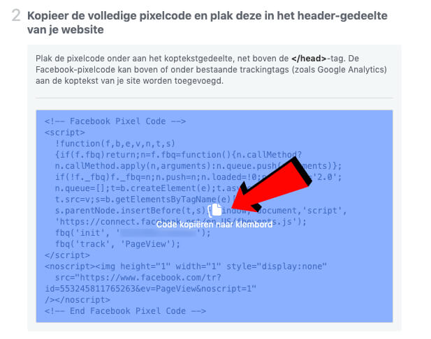 kopieer pixelcode
