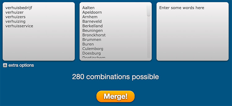 Mergewords kolommen ingevuld
