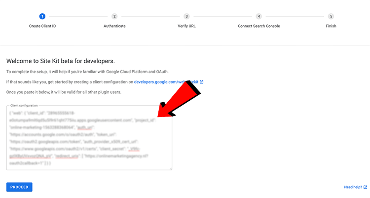 Site kit code toevoegen