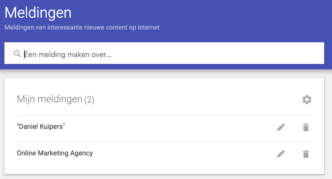 Google alerts melding