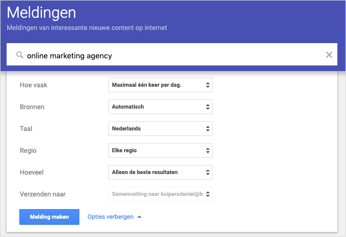 Google Alerts meldingen