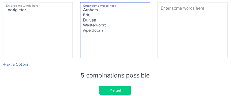 Mergewords onderzoek combinaties