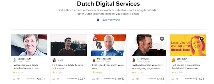 Fiverr nederlandse gigs