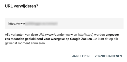Verzoek indienen pagina verwijderen