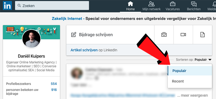 Linkedin tijdlijn pod populair