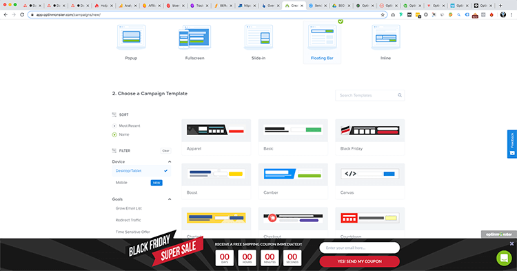Voorbeeld flooting bar pop-up
