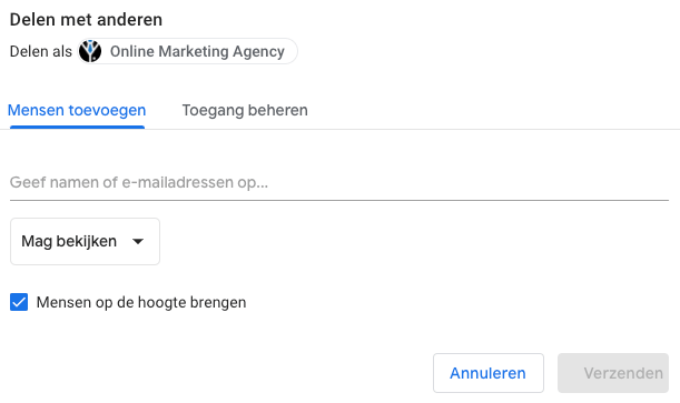 Google Data Studio delen met anderen