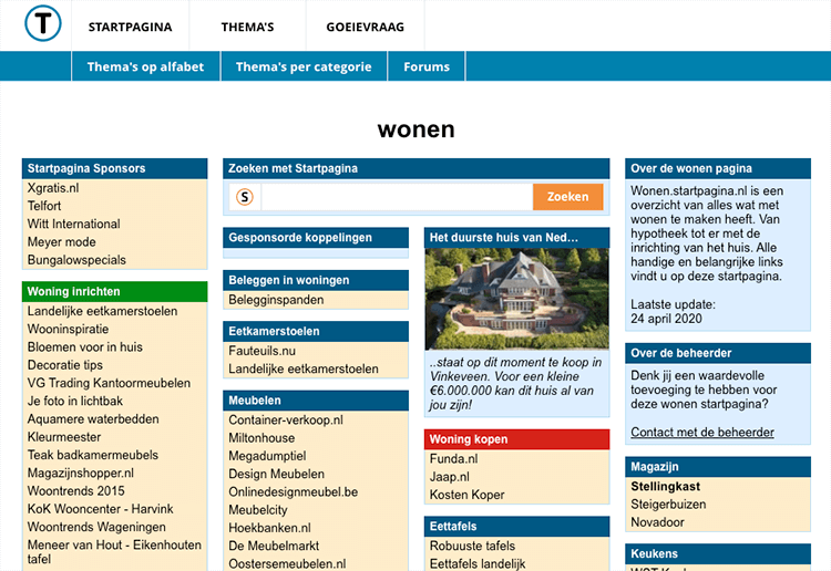 startpagina voorbeeld