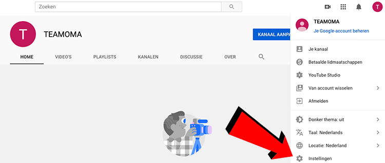 Instellingen aanpassen YouTube kanaal