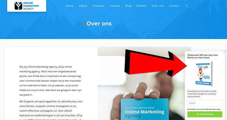 pop-up voorbeeld OMA