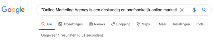 Aanhalingstekens in Google zoekopdracht
