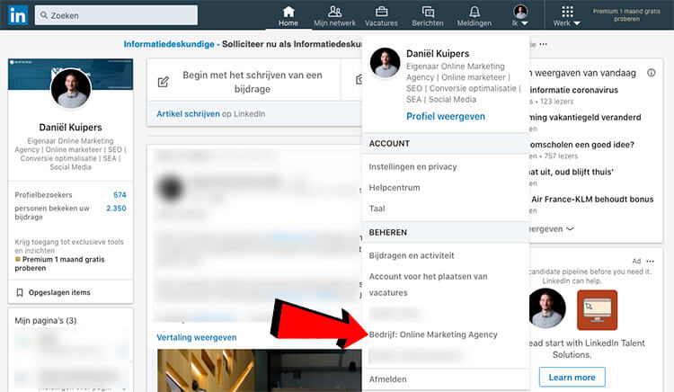 LinkedIn bedrijfspagina toevoegen