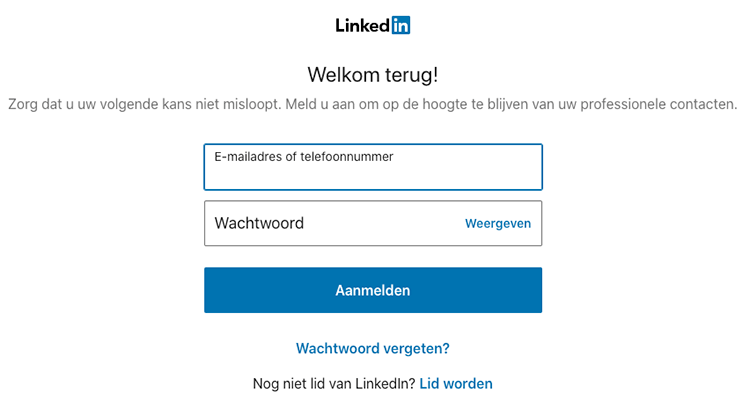 LinkedIn inloggen