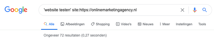 zoekwoord combineren met site operator