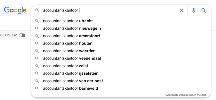 Google zoekwoorden afmaken functie