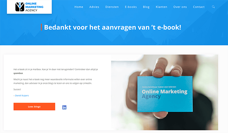 Bedankpagina voorbeeld