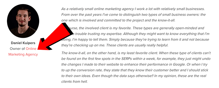 Zoekwoord in anchor bedrijfsnaam