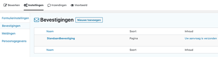 bedankpagina instellen