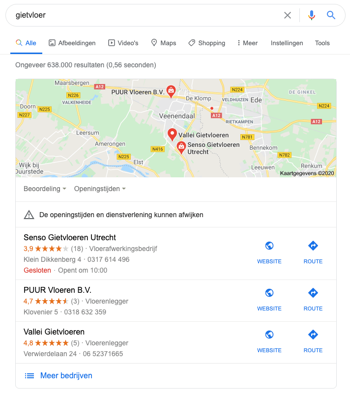 bedrijfsnaam google maps SEO