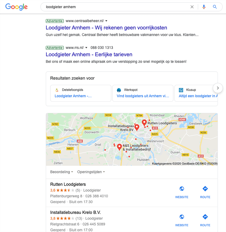 Drukke serps google