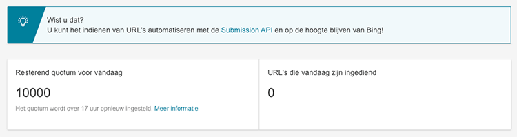 Inzending van URLs bing