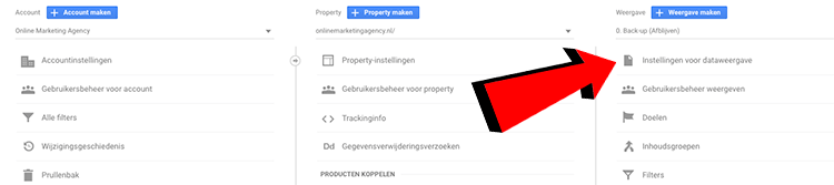 instellingen voor dataweergave