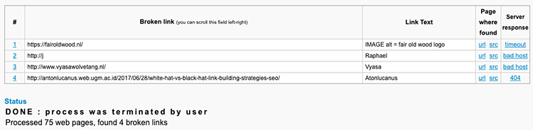 kapotte links achterhalen