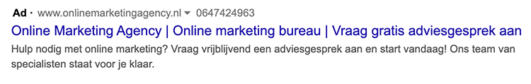 oproepextensie google ads
