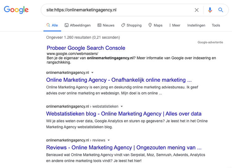 site voorbeeld search operator