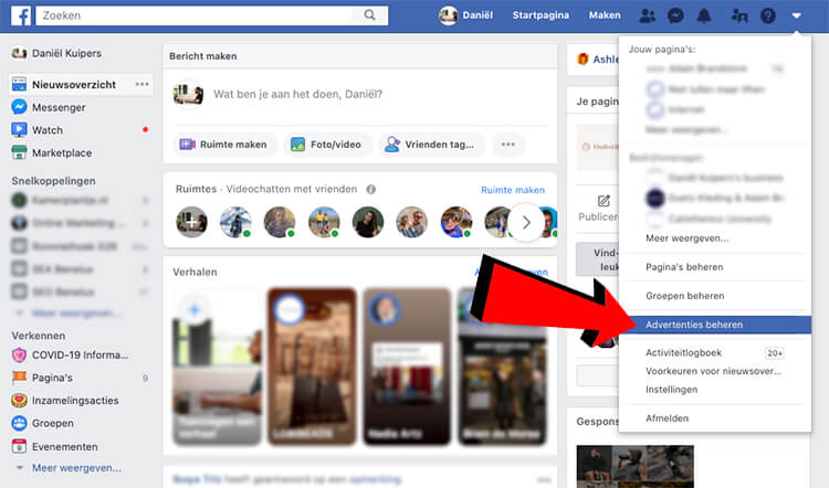 Advertenties beheren facebook