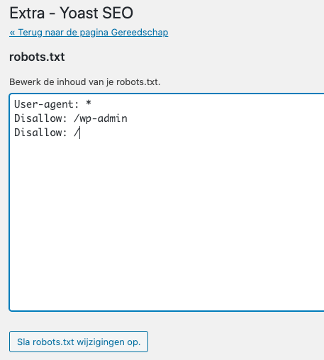 disallow website onzichtbaar maken