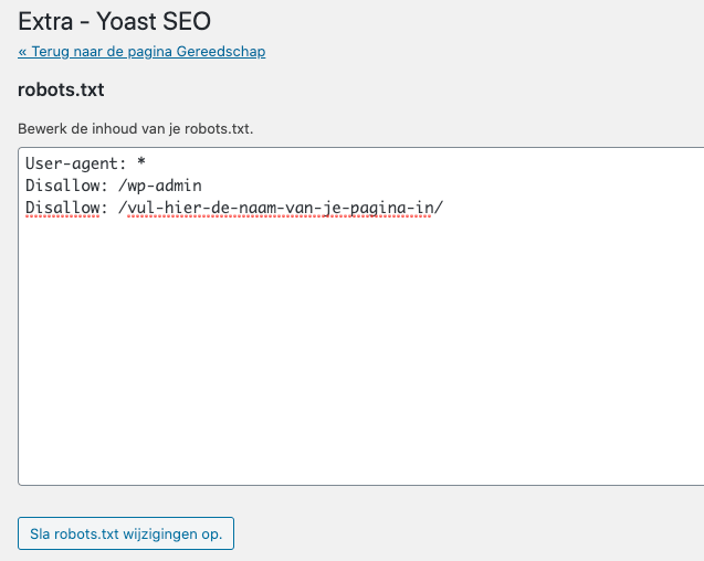 robotstxt disallow pagina