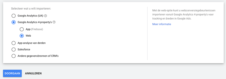 google analytics 4 property impoteren