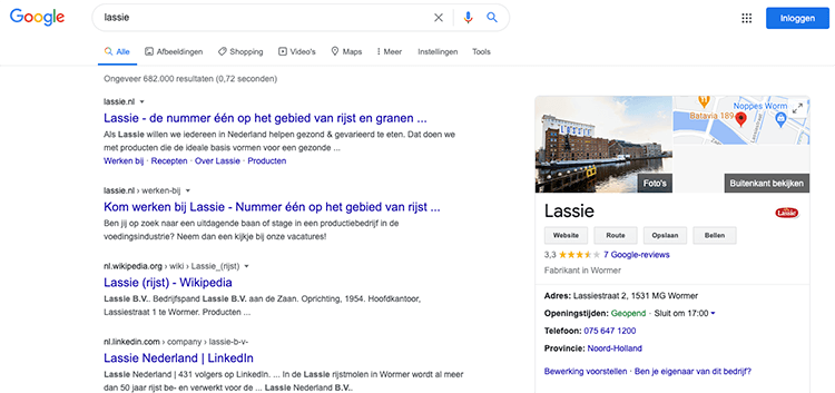 Google Mijn Bedrijf blokje