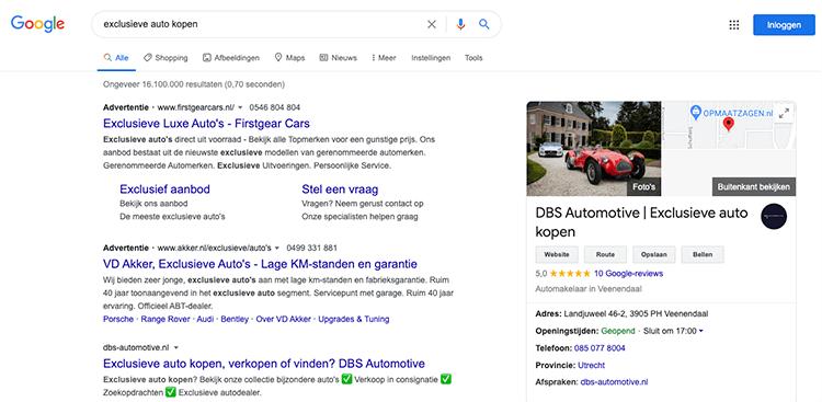 Google mijn bedrijf zoekwoord