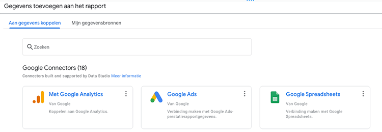 Google spreadsheet gegevensbron