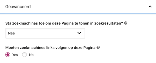 bedankpagina op noindex 