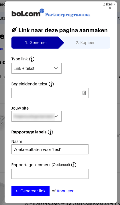 affiliate link aanmaken bol.com