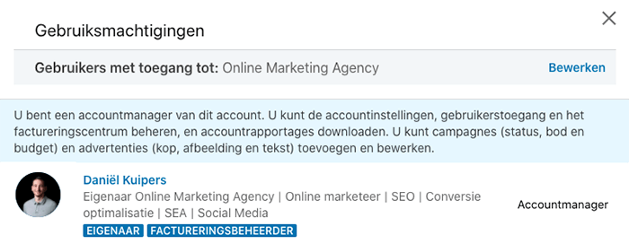 toevoegen linkedin ads bewerken